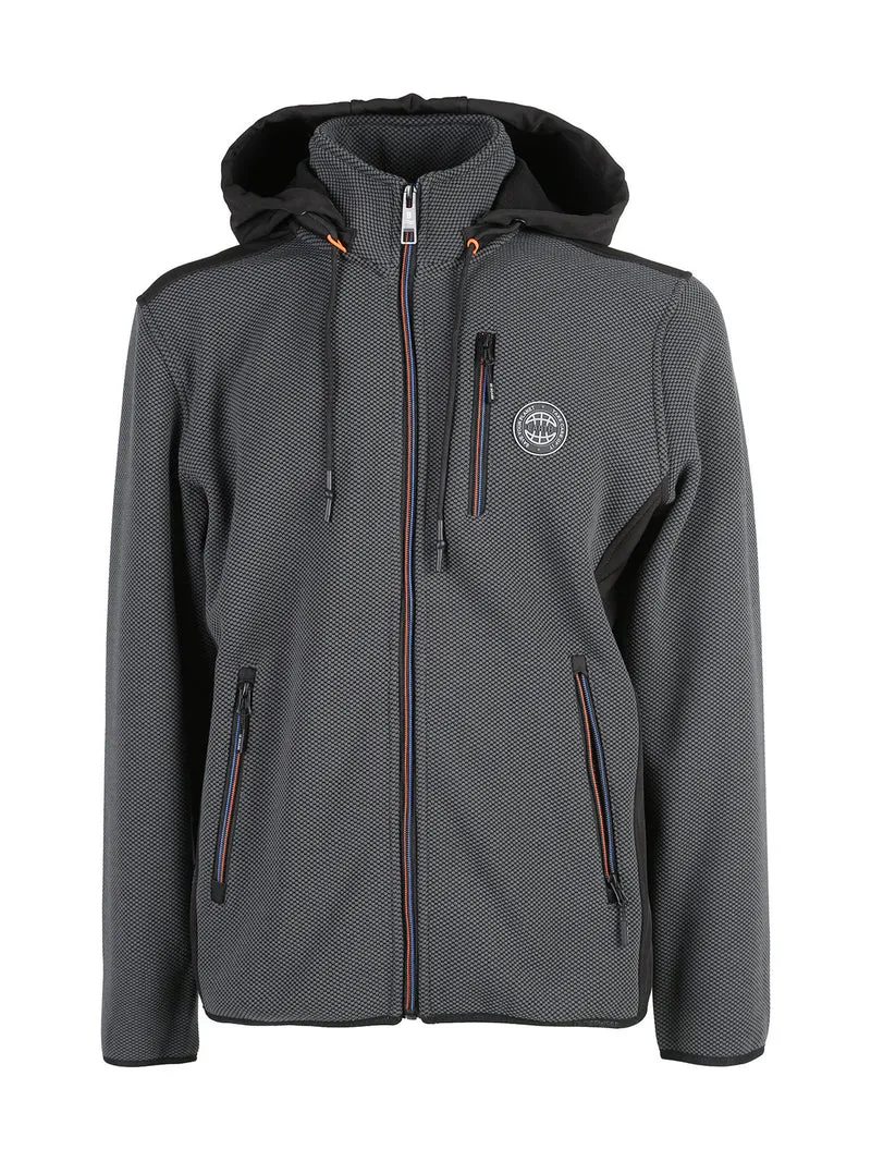Felpa invernale da uomo con cappuccio e zip - grigio scuro