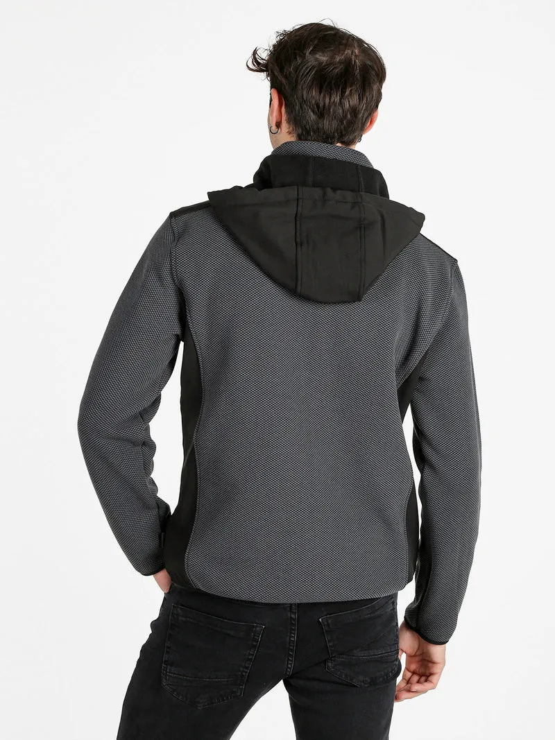 Felpa invernale da uomo con cappuccio e zip - grigio scuro