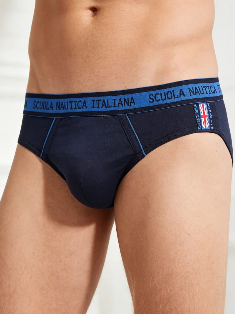 Slip da uomo in cotone tinta unita - blu scuro