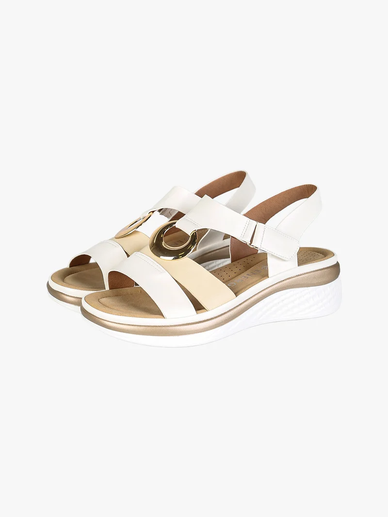 Sandali donna con zeppa e cinturino a strappo - bianco
