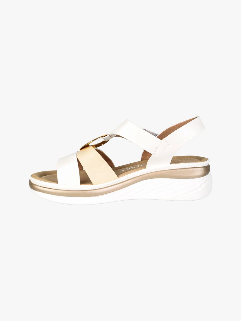 Sandali donna con zeppa e cinturino a strappo - bianco