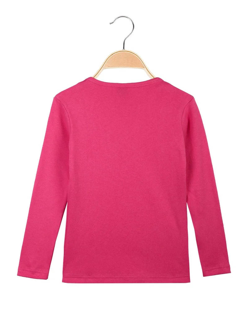 Maglietta bimba Anna E Elsa in caldo cotone - fucsia