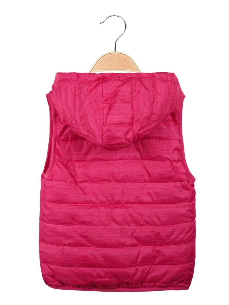 Gilet imbottito con cappuccio da bambina - fucsia