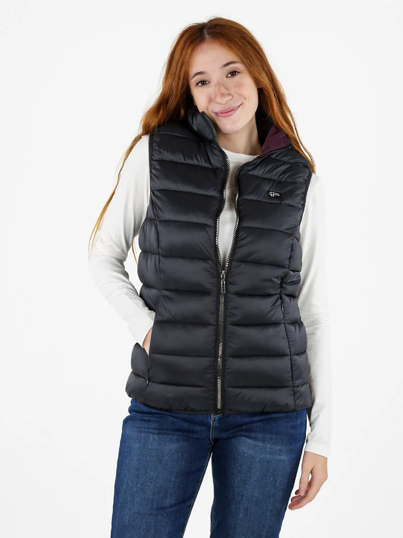 Smanicato donna imbottito con zip - nero