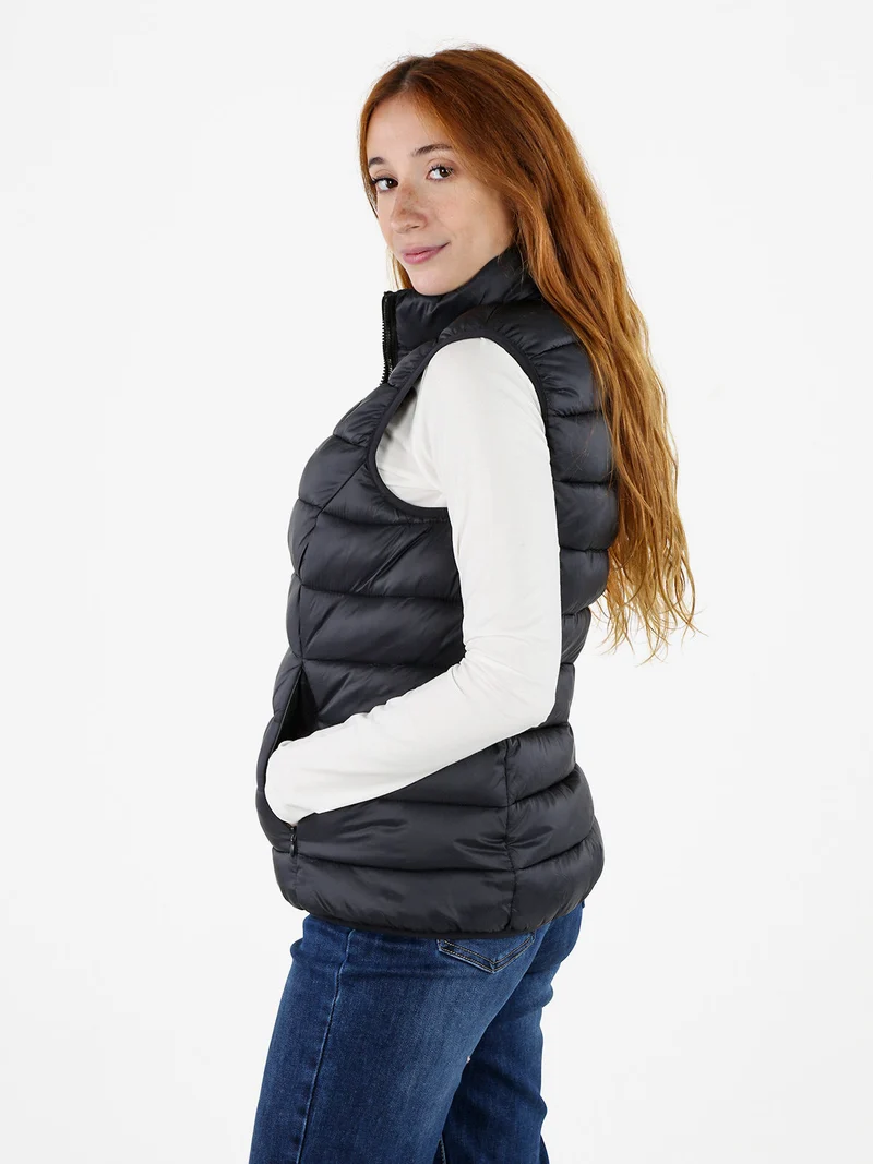 Smanicato donna imbottito con zip - nero