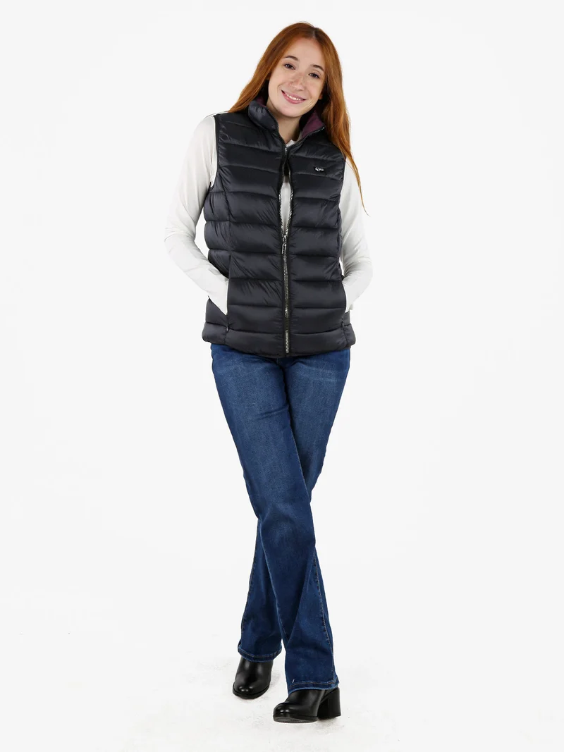 Smanicato donna imbottito con zip - nero