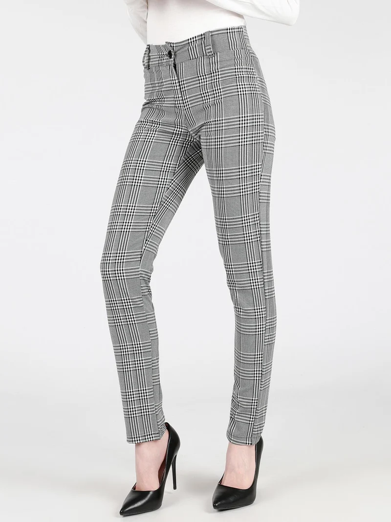 Pantaloni principe di galles a vita alta - multicolore