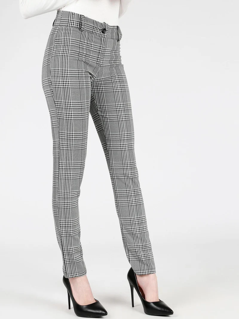 Pantaloni principe di galles a vita alta - multicolore