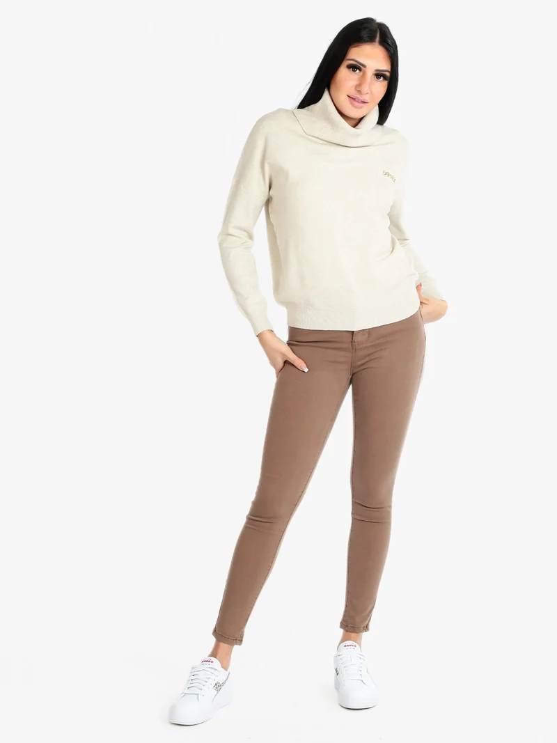 Pantaloni slim fit da donna - marrone