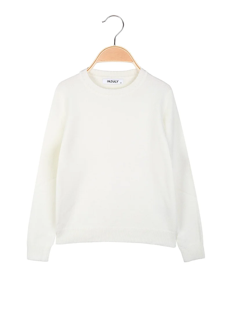 Maglione girocollo da bambina - panna