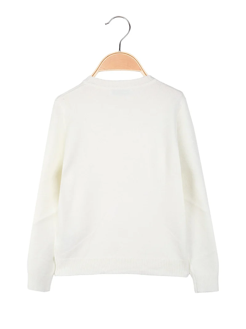 Maglione girocollo da bambina - panna