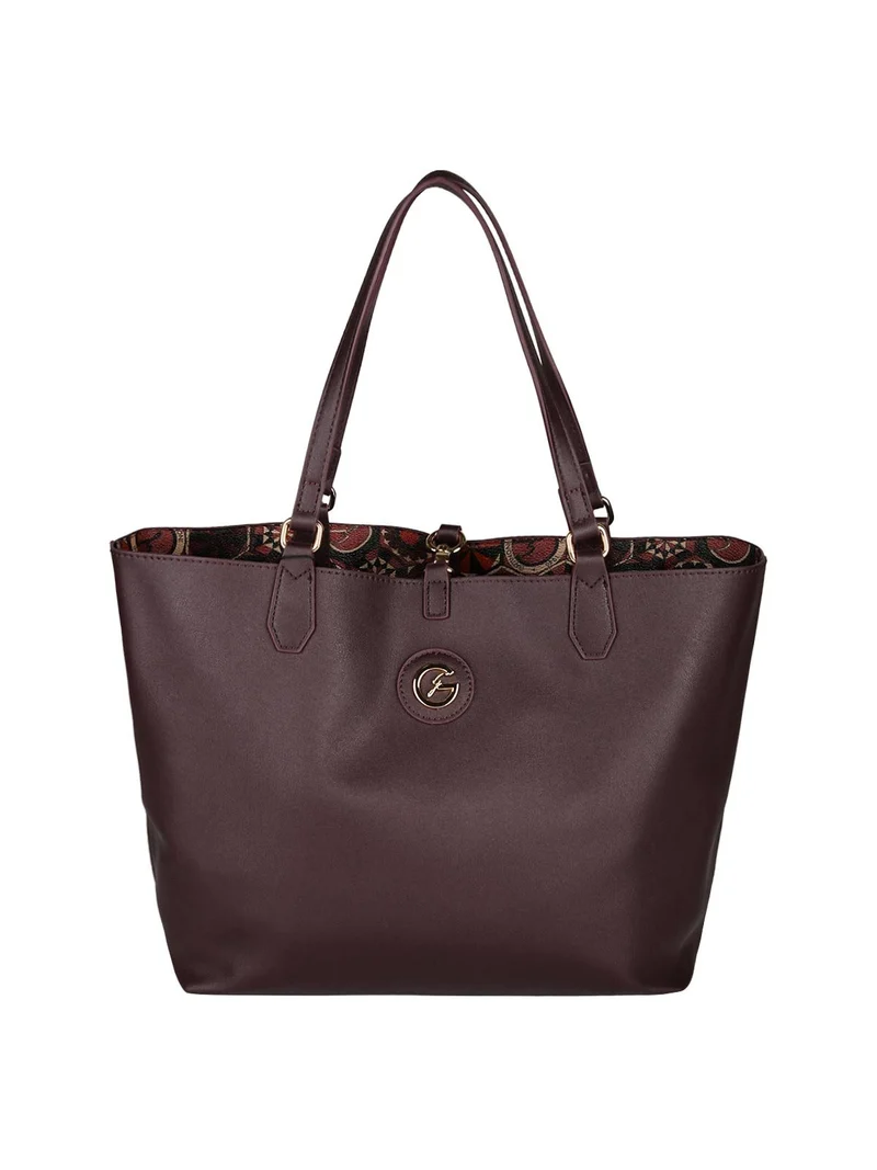 Borsa tote donna reversibile con pochette - bordeaux