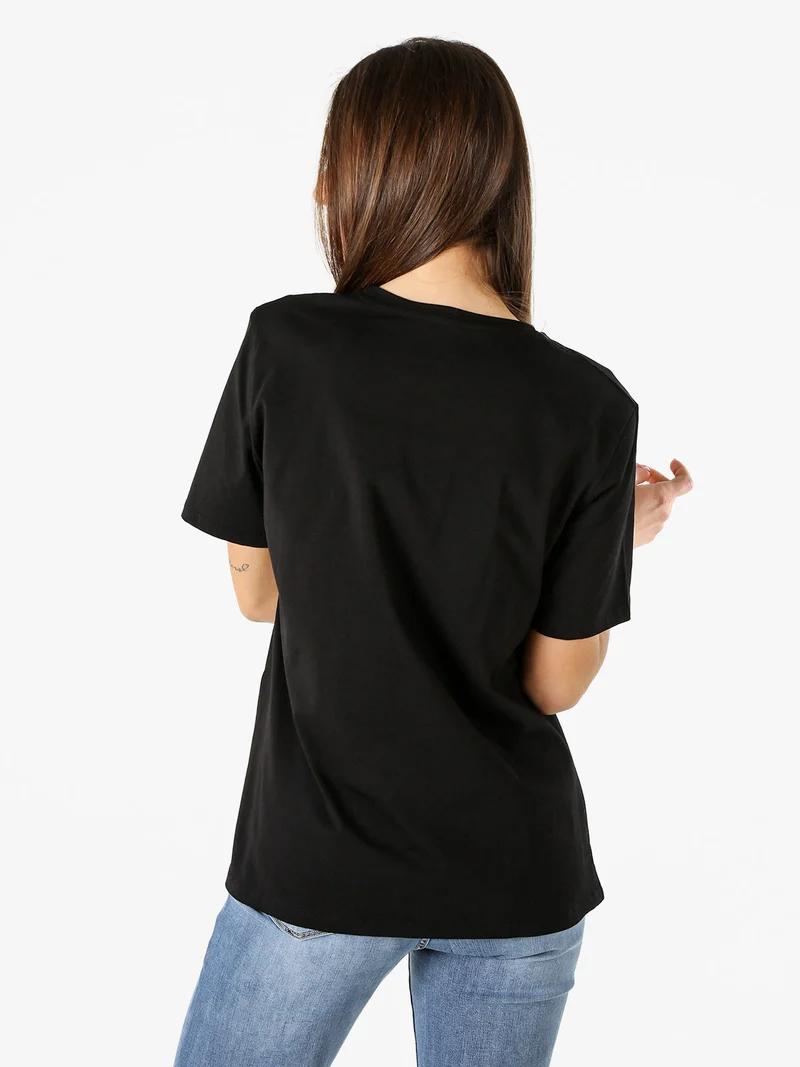 T-shirt donna con stampa gatto - nero
