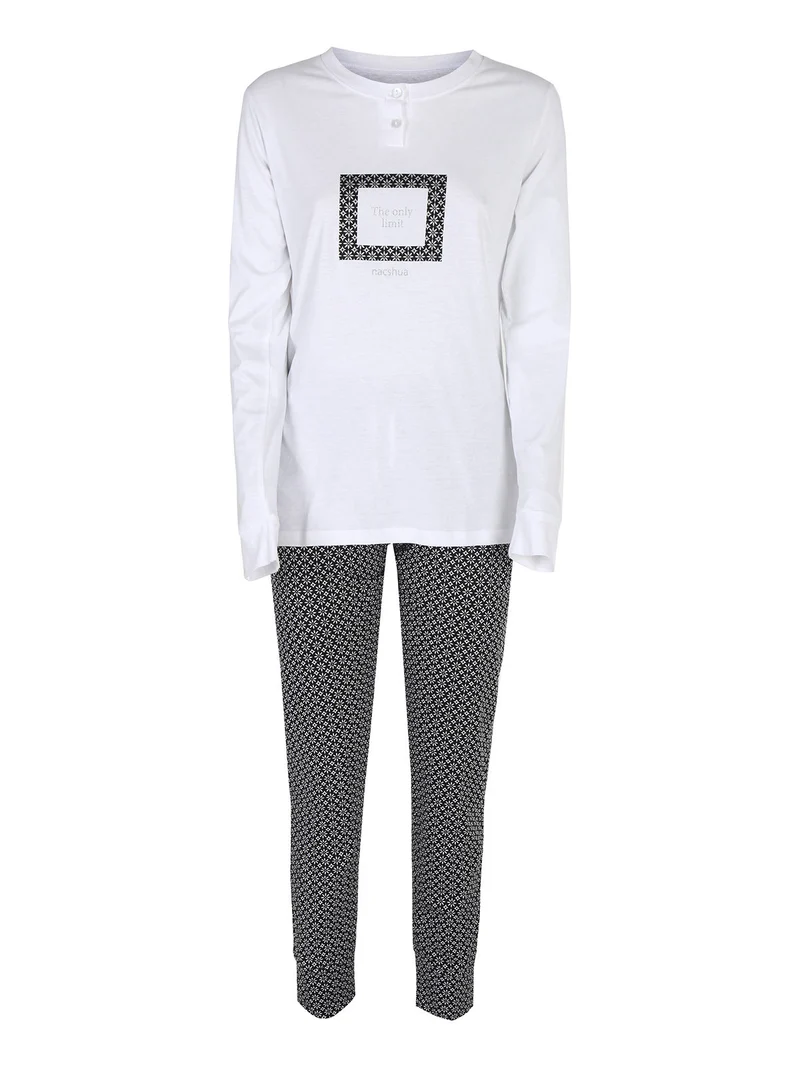Pigiama lungo da donna in cotone - bianco