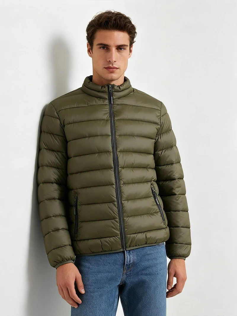 Giubbotto imbottito da uomo con zip - militare