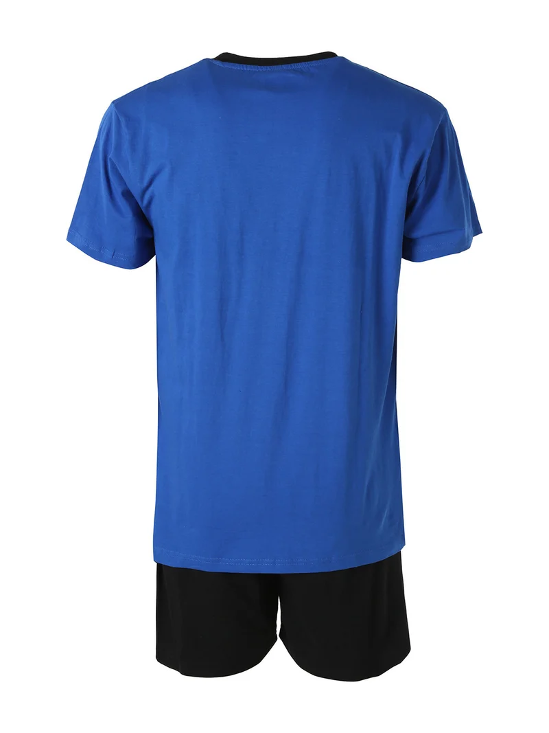 Pigiama corto da uomo in cotone - blu