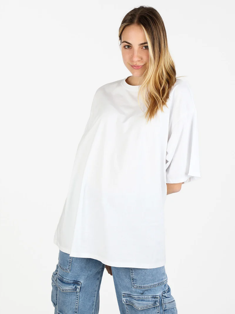 T-shirt donna oversize tinta unita - bianco
