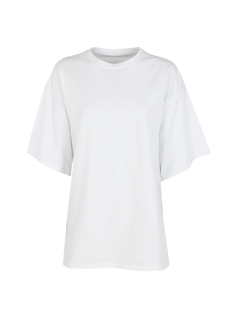 T-shirt donna oversize tinta unita - bianco
