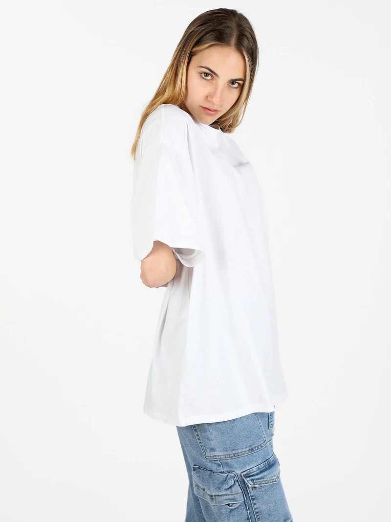 T-shirt donna oversize tinta unita - bianco