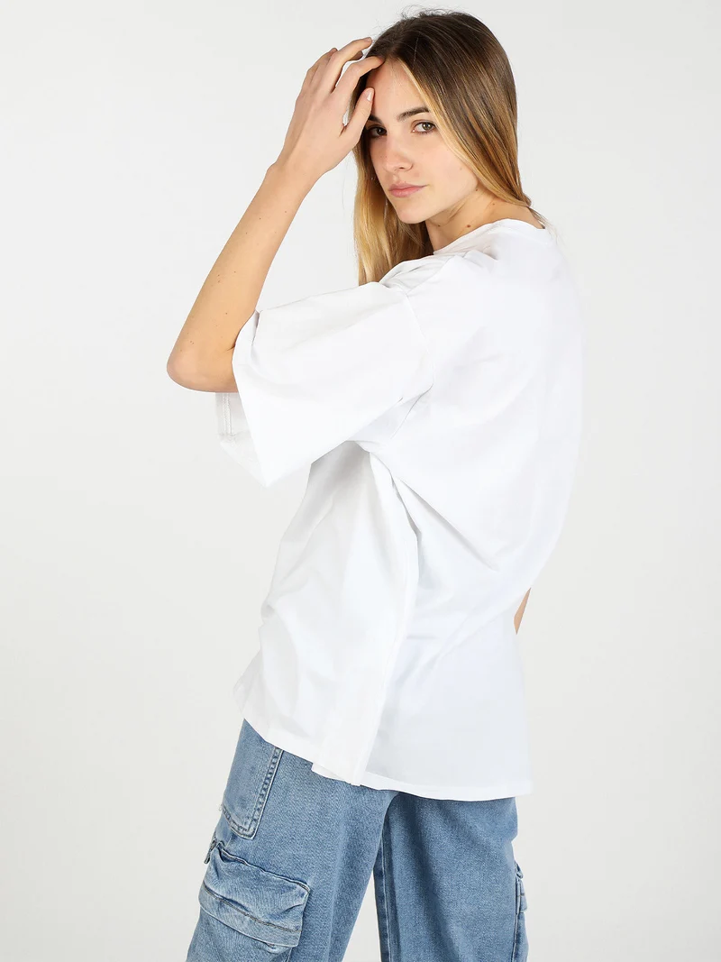 T-shirt donna oversize tinta unita - bianco