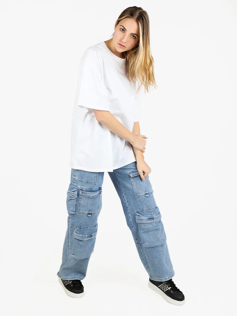 T-shirt donna oversize tinta unita - bianco