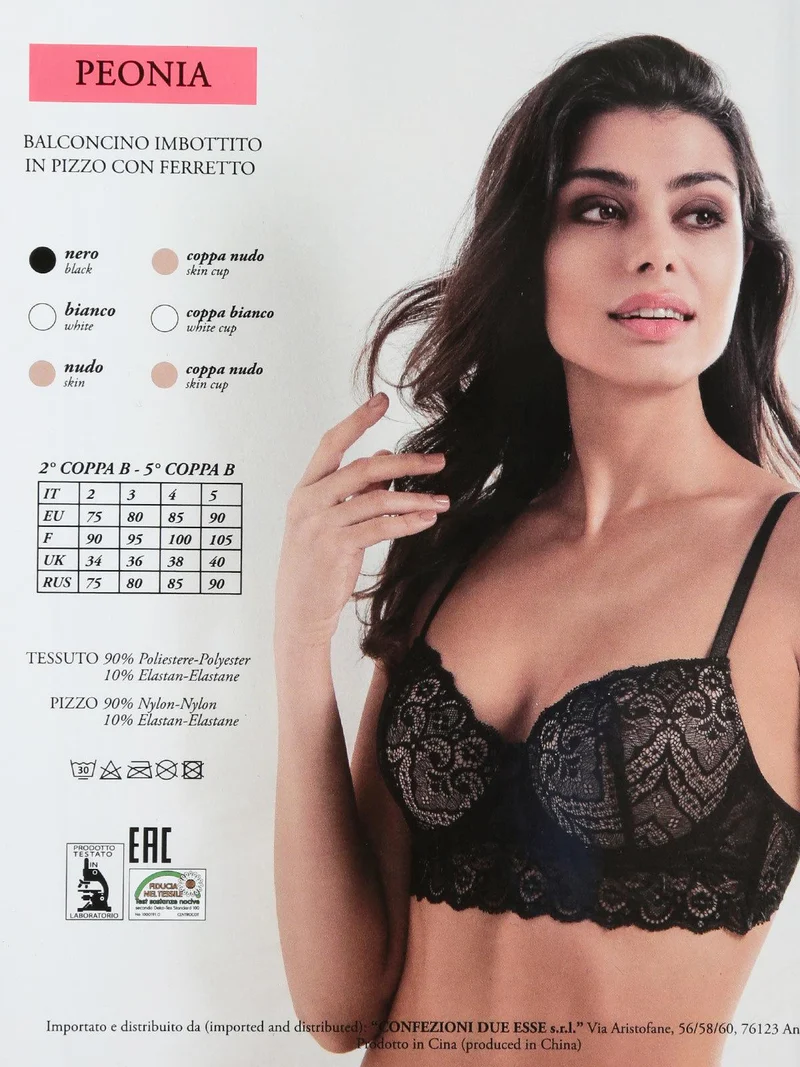 reggiseno in pizzo PEONIA coppa B - nero