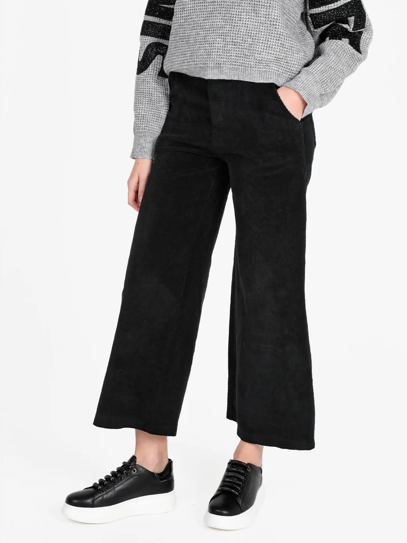 Pantaloni donna in velluto a coste - nero