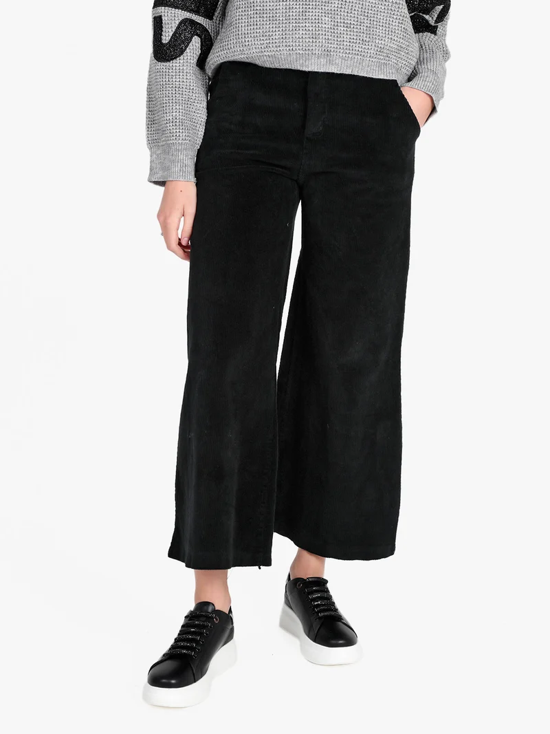 Pantaloni donna in velluto a coste - nero