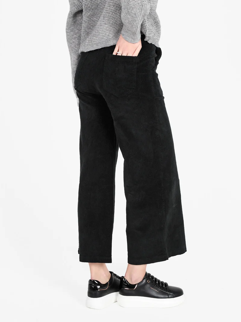 Pantaloni donna in velluto a coste - nero