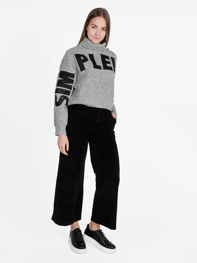 Pantaloni donna in velluto a coste - nero