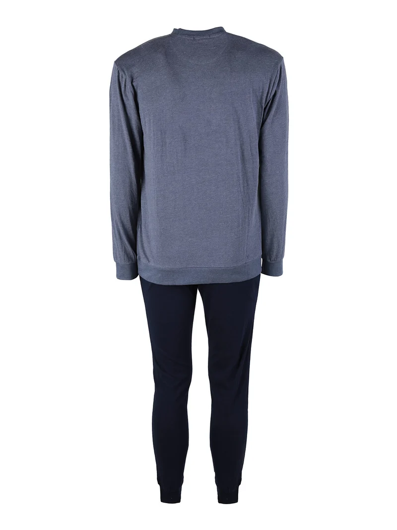 Pigiama lungo da uomo in misto cotone jersey - avion