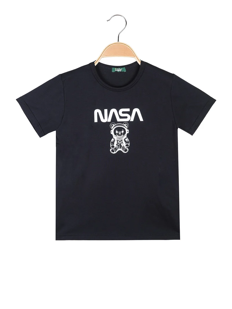 T-shirt da ragazzo in cotone con logo - blu scuro