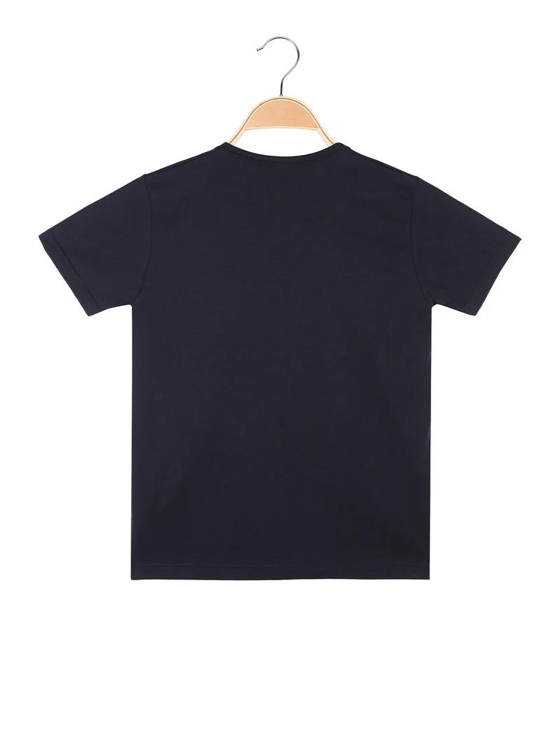T-shirt da ragazzo in cotone con logo - blu scuro