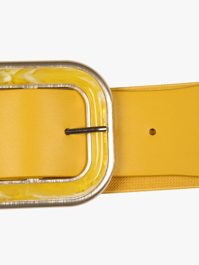 Cintura elastica con fibbia squadrata - senape