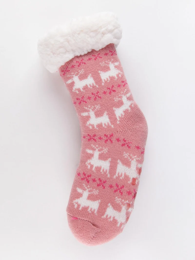Calze antiscivolo con pelo - rosa