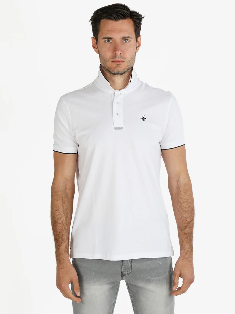 Polo da uomo a maniche corte in cotone - bianco
