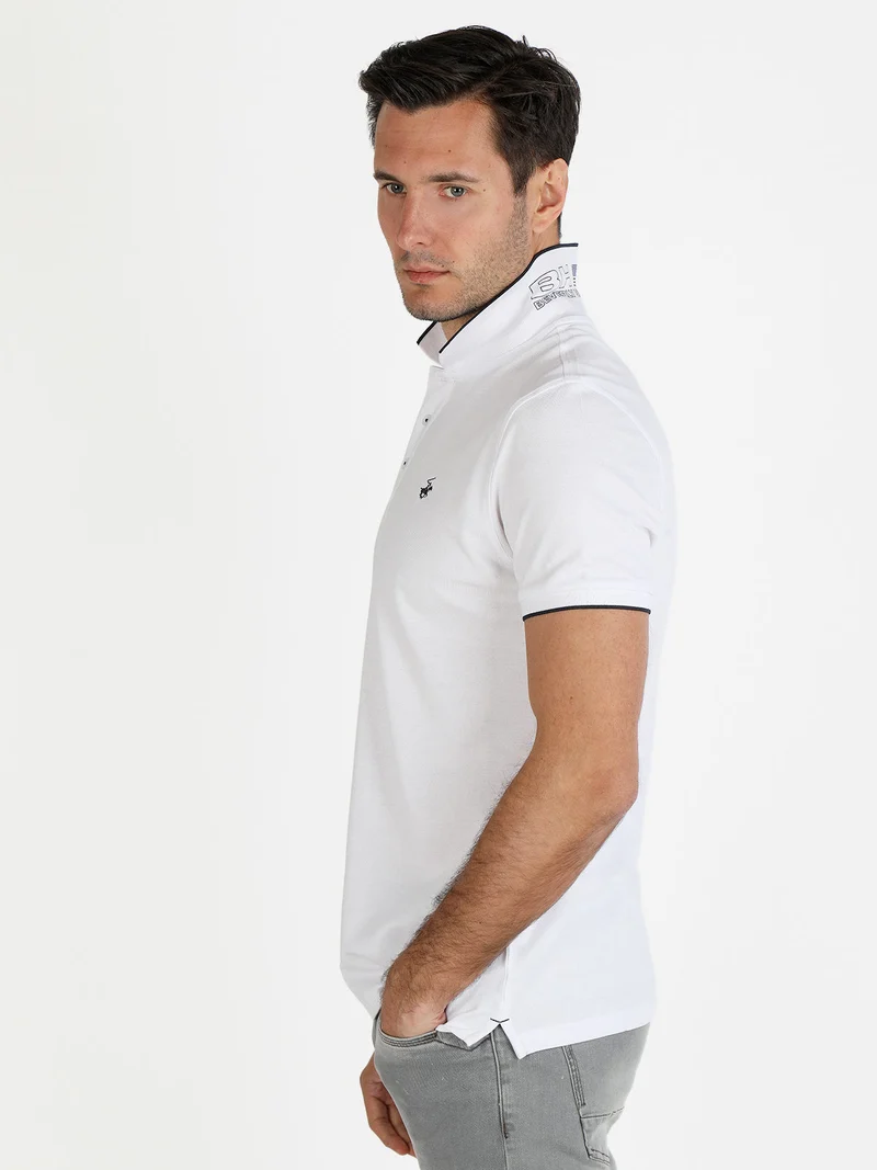 Polo da uomo a maniche corte in cotone - bianco