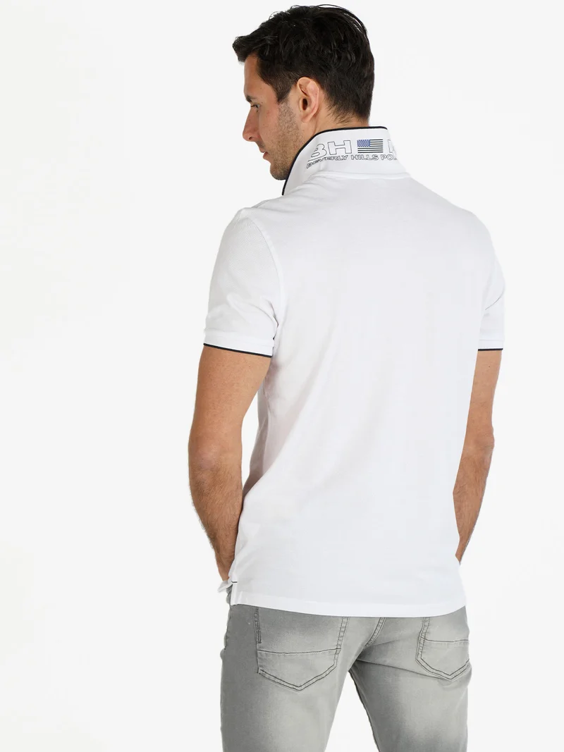 Polo da uomo a maniche corte in cotone - bianco