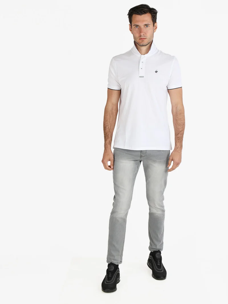Polo da uomo a maniche corte in cotone - bianco