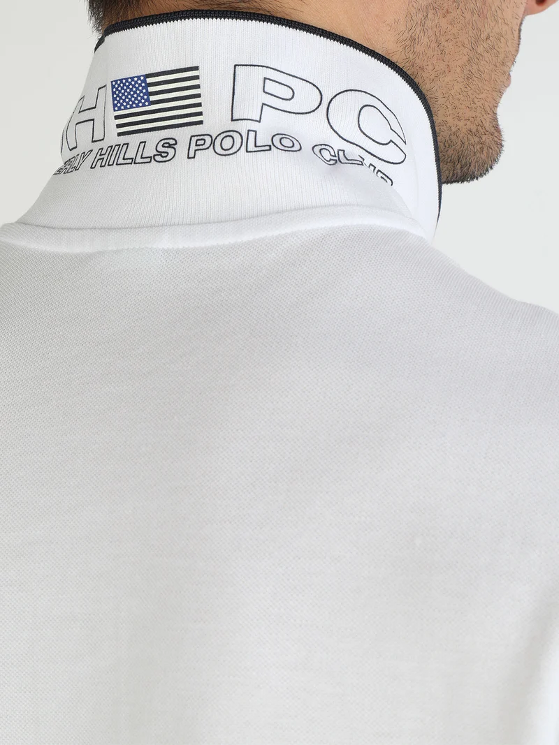 Polo da uomo a maniche corte in cotone - bianco