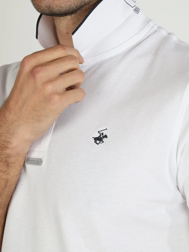 Polo da uomo a maniche corte in cotone - bianco
