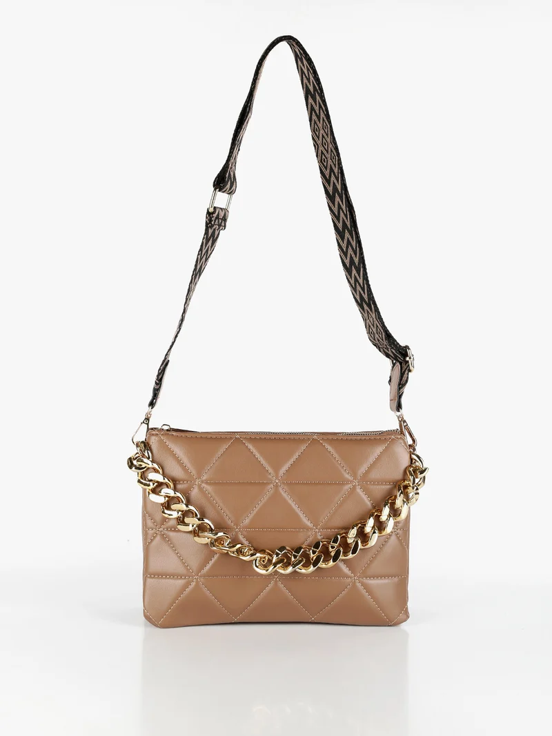Borsetta donna a pochette con tracolla - khaki