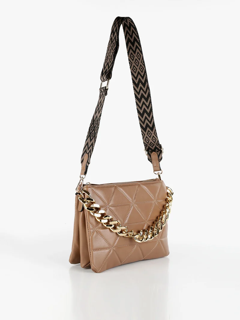 Borsetta donna a pochette con tracolla - khaki