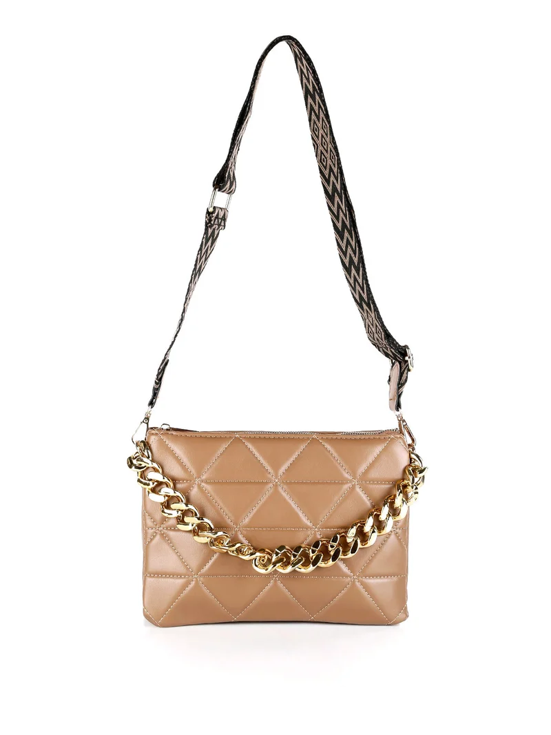 Borsetta donna a pochette con tracolla - khaki