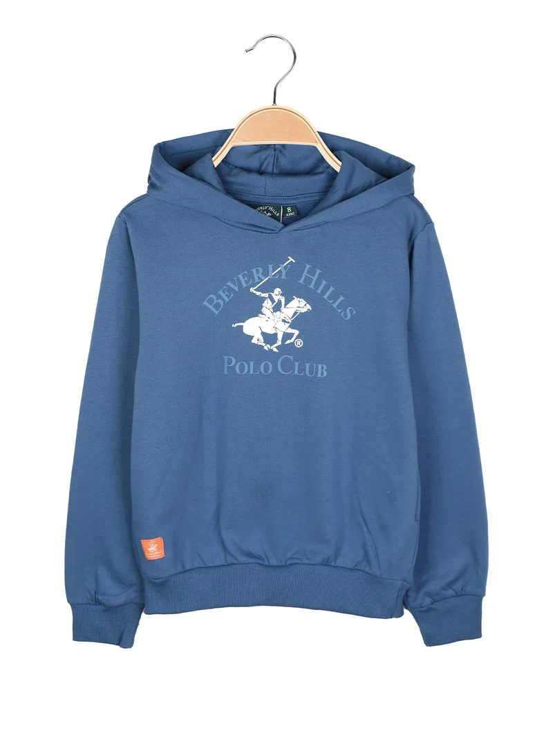 Felpa da bambino con cappuccio e tasche laterali - blu