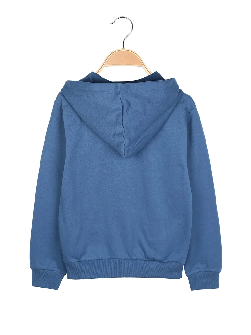 Felpa da bambino con cappuccio e tasche laterali - blu