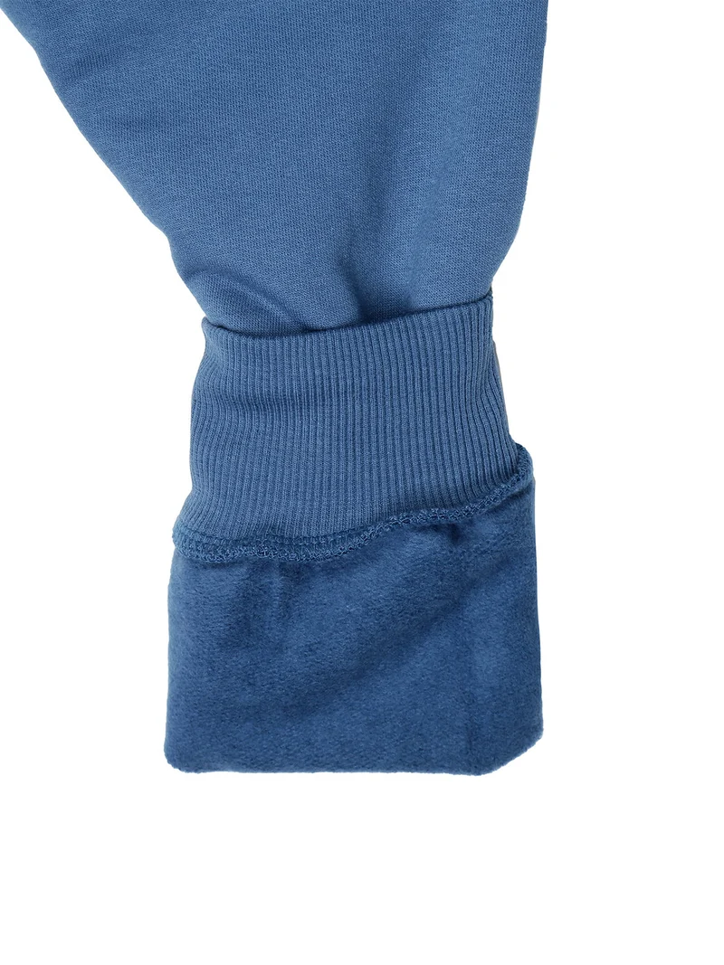 Felpa da bambino con cappuccio e tasche laterali - blu