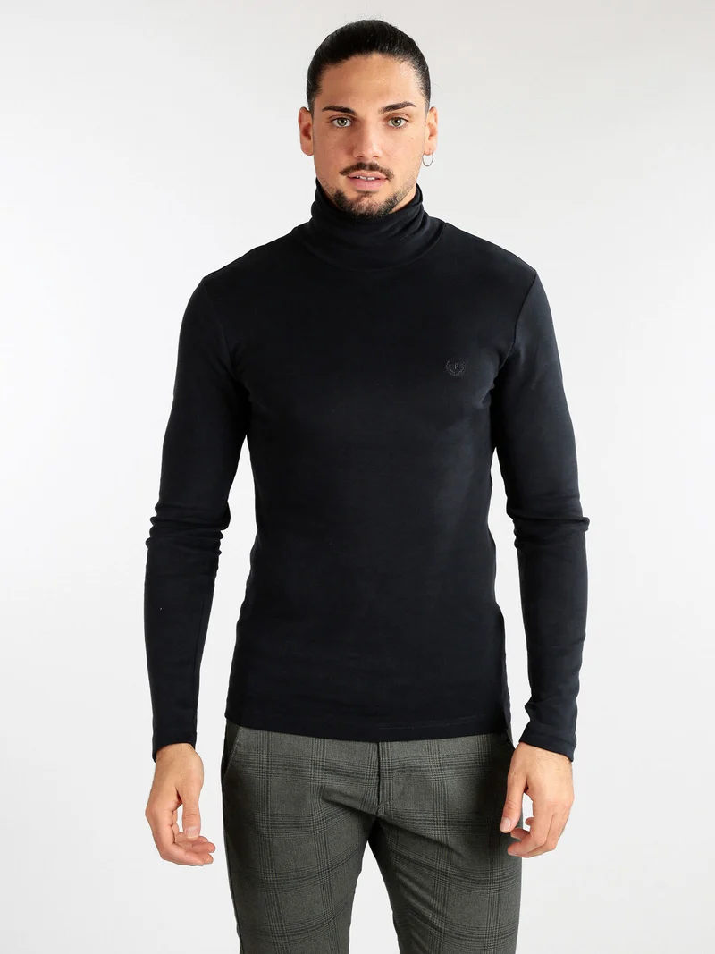 Maglietta dolcevita da uomo - blu scuro