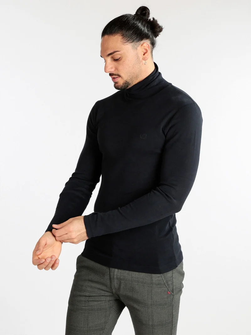 Maglietta dolcevita da uomo - blu scuro