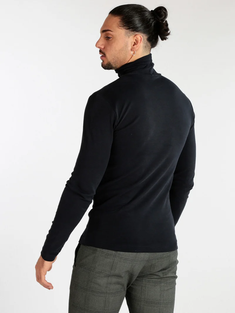 Maglietta dolcevita da uomo - blu scuro